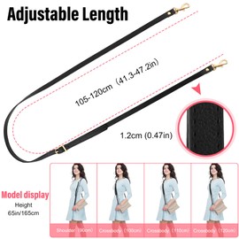 Telooco Leather Shoulder Strap Replacement with Buckle 41-47 Inches Adjustable Leather Belt for Purse Crossbody Bag Handbags(Gold Buckle)