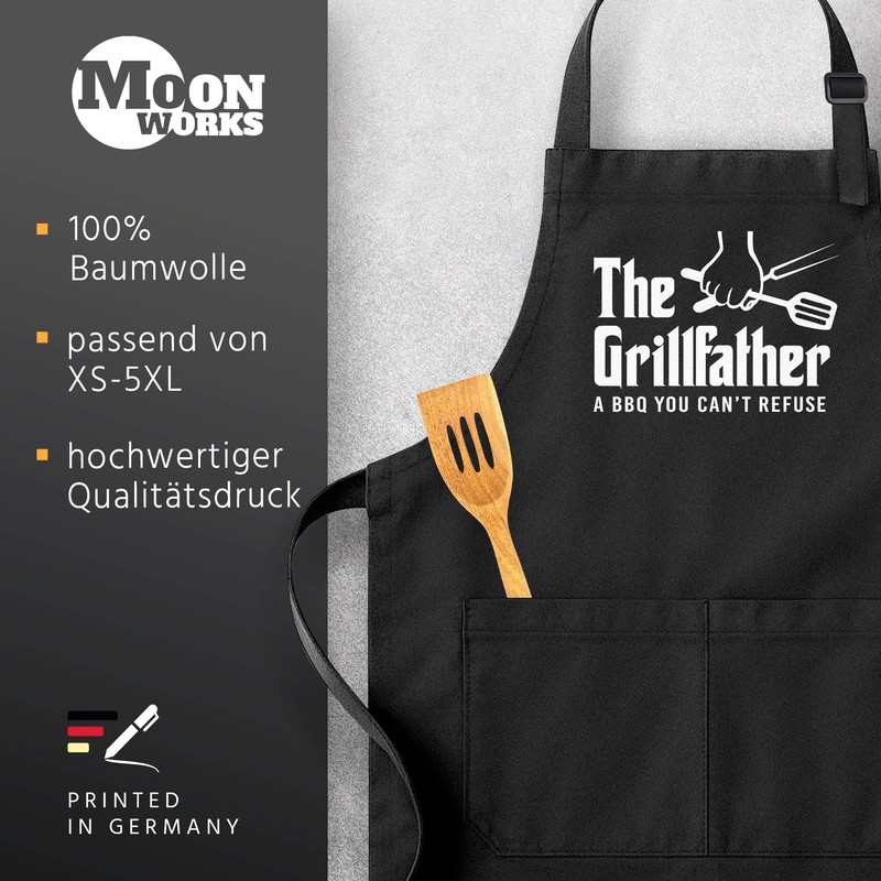 MoonWorks® BBQ Apron for Men with Saying "Hier grillt der