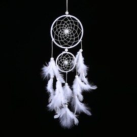 Nikou White Dream Catcher White Feather Dream Catcher Indian Style Wooden Beads Wind Chimes Pendant House Wall Window Hangings Decor