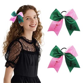 2pcs Witch Hair Accessories for Women, Pink Green Witch Hair bows for Wicked Movie Game Fans, wicked gifts for girls