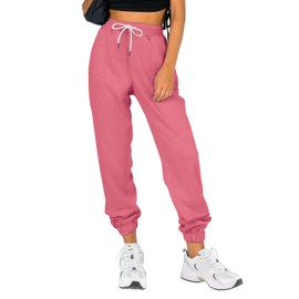 ATHMILE Sweatpants Women Baggy Joggers Workout Loose Lounge Lightweight Comfy Sweat Fall High Waisted Athletic Pants Pink