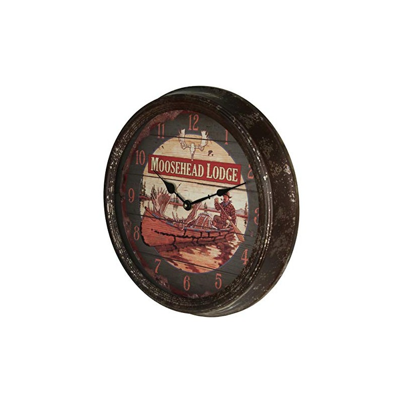 Rivers Edge Products Moosehead Rusty Metal Clock, 15-Inch