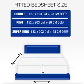5 Star Hotel Quality Bedding 800 Thread Count 100% Pure Egyptian Cotton Luxurious Fitted Bedsheet Stretches Up To 28cm/11 inches Deep (Double: 137x193cm + 28cm Deep)