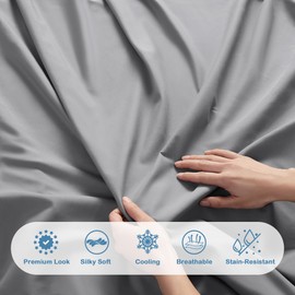Degrees of Comfort Coolmax Cooling Fitted Sheet Only, California King Size Bed Soft Sheets for Hot Sleepers, up to 15" Deep Pocket, All Around Elastic, Wrinkle Free, Fade Stain Resistant, Grey 1PC