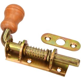 KOTARBAU® Set of 2 Spring Latches 100 mm Bolt Door Bolt Galvanised Rustproof Wooden Handle Weatherproof with Suspension Gate Bolt