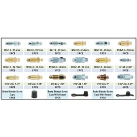 Dsnaduo 90 PCS 18 Types Brake Caliper & Wheel Cylinder Bleeder Screw Brake Valve Screw Assortment with 15pcs Dust Caps, Standard SAE & Metric Bleeding Screws Bleed Kit Replace 30300