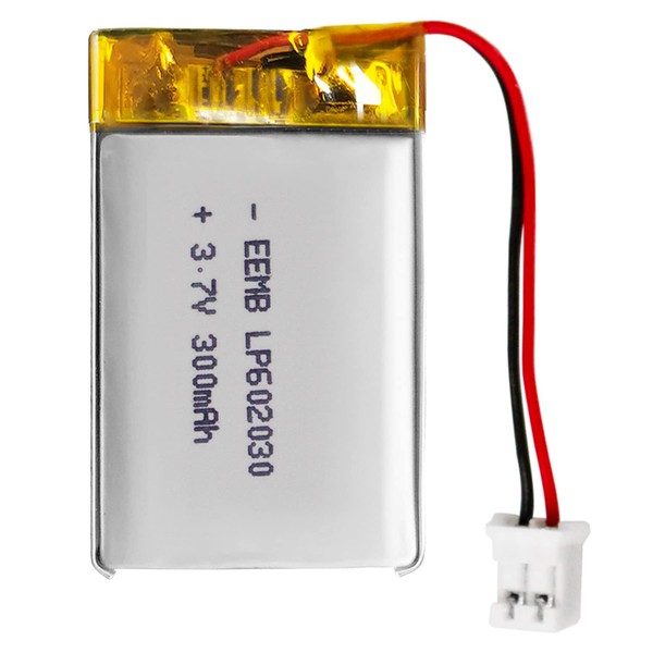 EEMB 3.7V Lipo Battery 300mAh 602030 Lithium Polymer ion Battery Rechargeable Lithium ion Polymer Battery with JST Connector Make Sure Device Polarity Matches with Battery Before Purchase!!!