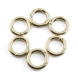 JCBIZ - Ganchos redondos de aleación de zinc con resorte, accesorios para bolso, correa para el hombro, llaveros, hebilla de llavero de metal circular, Dorado, 17mm/0.67in, 6