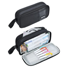 YOKUMA Pen Case, Pencil Case, Pouch, Transparent Window, Clear, Pen Pouch, Stylish, Simple, Large Capacity, Multifunctional, For Adults, High School Students, Junior High School Students, Boys, Girls, College Students, Elementary School Students, For Chi