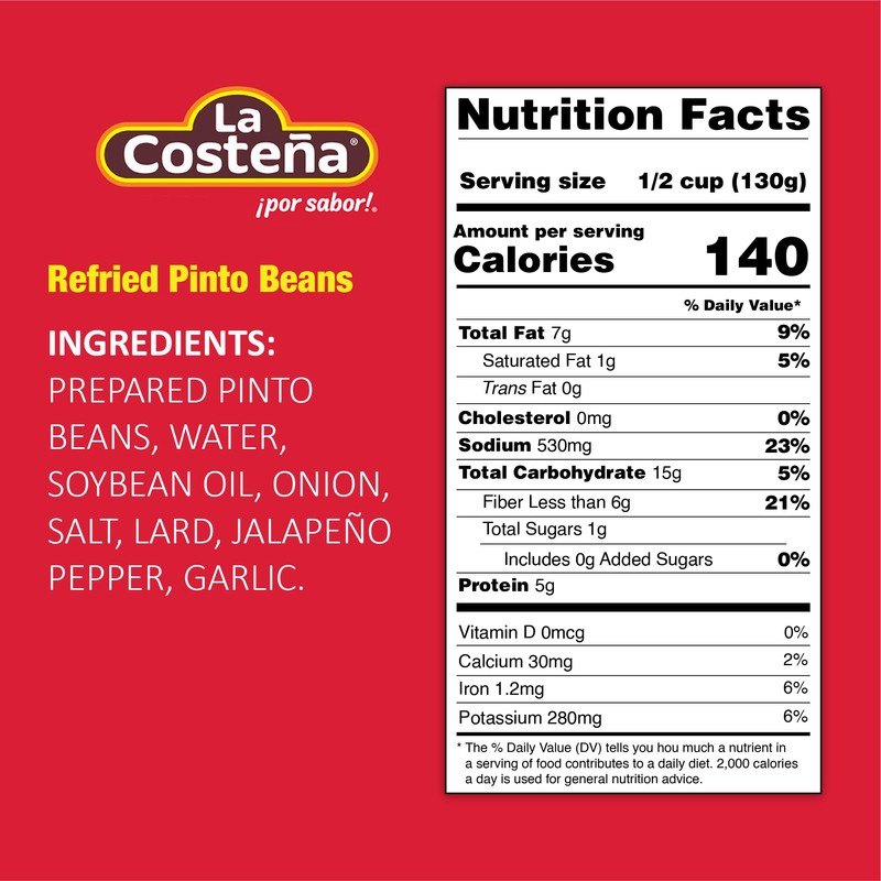 La Costena Refried Pinto Beans 580g (Pack of 3)