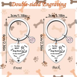 Best Labrador Gifts for Women Men To the BEST Dog the World Dog Mum Keyring Stainless Steel Heart Shaped Keychain Funny Gift for Birthday Christmas