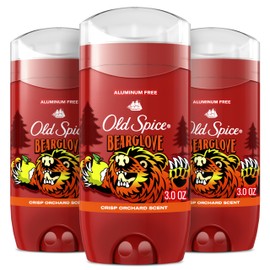 Old Spice Aluminum Free Deodorant for Men, 24/7 Odor Protection, 24/7 Freshness & Lasting Scent, Goes on Clear, Bearglove with Crisp Orchard Scent, 3.0 oz (Pack of 3)
