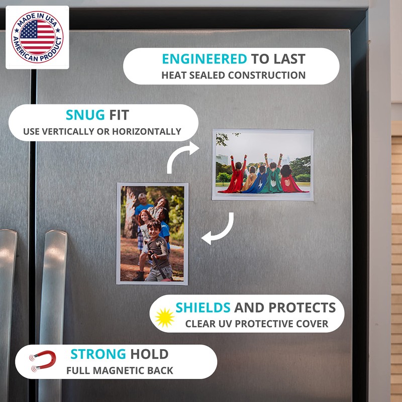 Magtech Magnetic Pocket Picture Frame, White, Holds 4 x 6