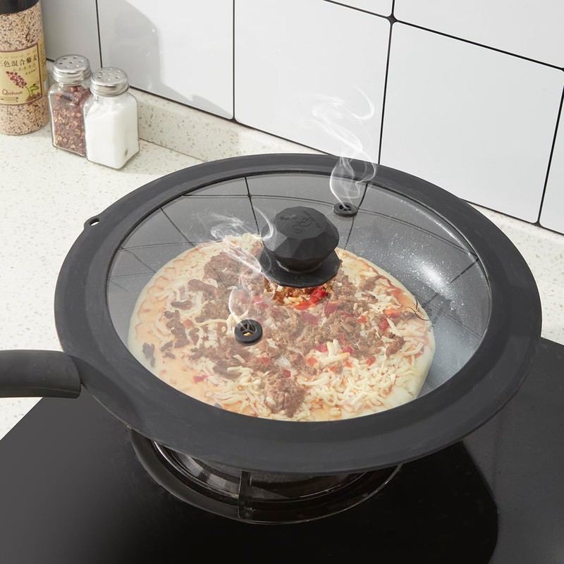 Set of 2 Vented Tempered Glass Universal Lid for Pot