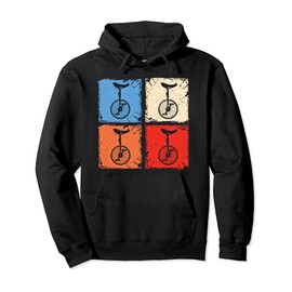Retro vintage squares unicycle monocycle cyclist Pullover Hoodie