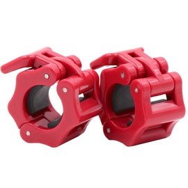 IADUMO Standard Bar Collars Quick Release Barbell Clamps 1 Inch Safety Weight Plates Clips Pair Collar Clamp Standard Curl Bar Clip Fast Locking Weightlifting,Strength Training/Gym, Red