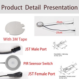 VST Motion Sensor Light Switch, IR Sensor Switch, Led Light Automatic Switch Door Switch for Closet Light Under Cabinets Counters Wardrobes with 12V JST Male and Female Connector (DC 12/24V)