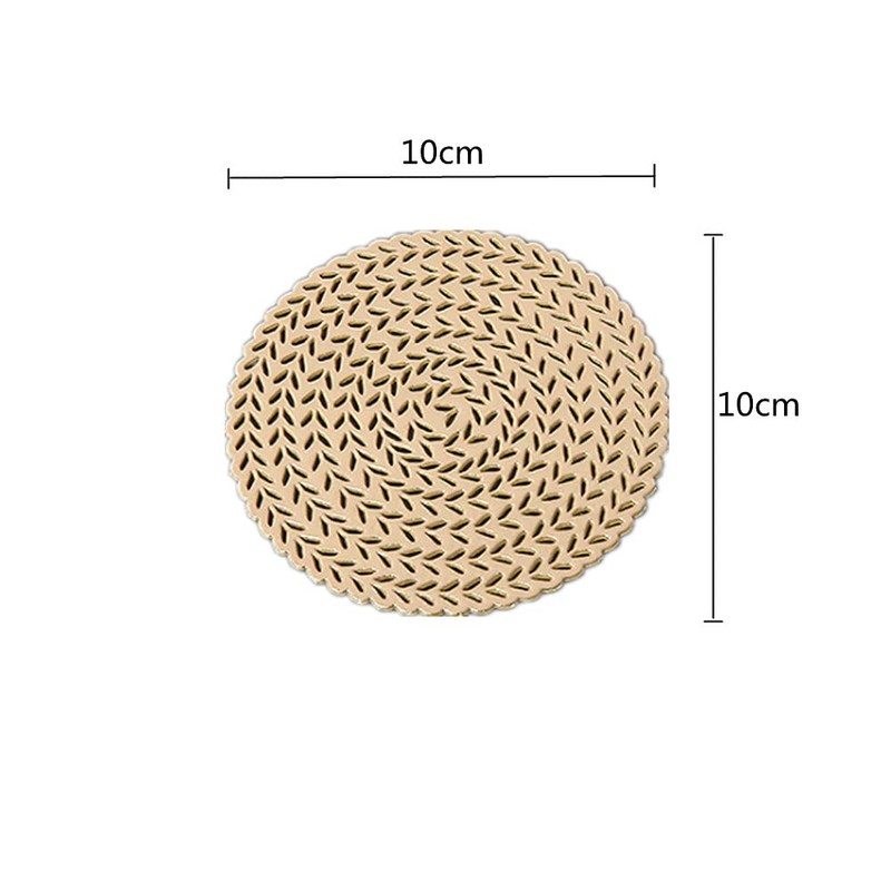 6 Pieces Coasters PVC Insulation Pads Mats Hollowed-Out Round Coasters