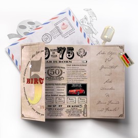 DUOMIO Folding Birthday Card Beautiful Window Fold Birthday Card (20 x 20 cm) Including Matching Envelope | Birthday Card Woman & Birthday Card Man | 300 g/m² (‎50th Birthday)