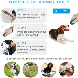 Diyife Dog Clicker, [2 PCS,Green&Pink] Pet Training Clicker with Wrist Strap for Dog Cat Horse