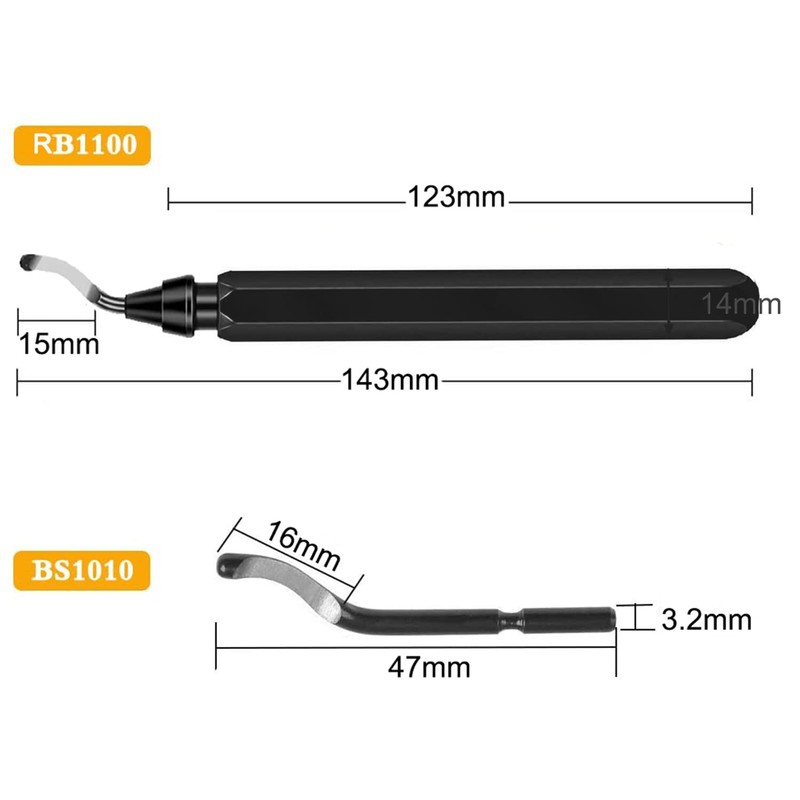 Kimlonton 12-Piece Deburring Bar (RB1100), Deburring Rotary Reamer, Deburring Tool,