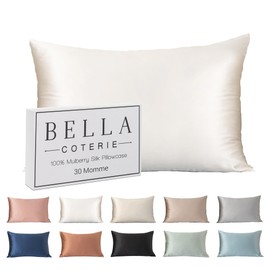 Bella Coterie Luxury Silk Pillowcase for Hair and Skin | 30 Momme | 100% Pure 6A Mulberry Silk | Super Soft | Perfectly Plush [Standard, White]