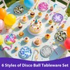 60Pcs Disco Paper Plates 7" Colorful Silver Disco Ball Heavy