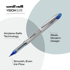 uni-ball uniball Vision Elite Rollerball Pens with 0.8mm Bold Point, Blue, 12 Count