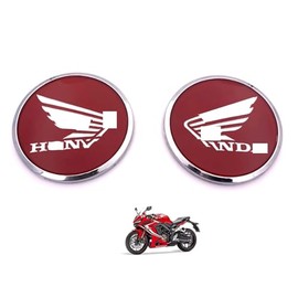 [Bookwarm] Compatible Honda Sticker Logo Motorcycle Gas Tank Sticker Emblem Badge Decoration Cbr500rCbr 250r Cb650rCb1000r Racing Wing Decal 2pcs New (Red)