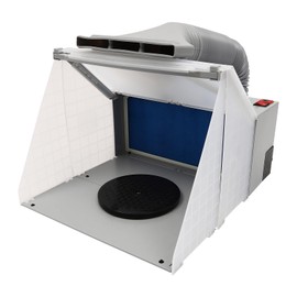Airbrush Spray Booth, Portable Airbrush Paint Spray Booth w/LED Lights, Powerful Dual Exhaust Fans, Turntable and 6 ft Extension Hose, for Turntable-Painting, Arts, Crafts, Cakes