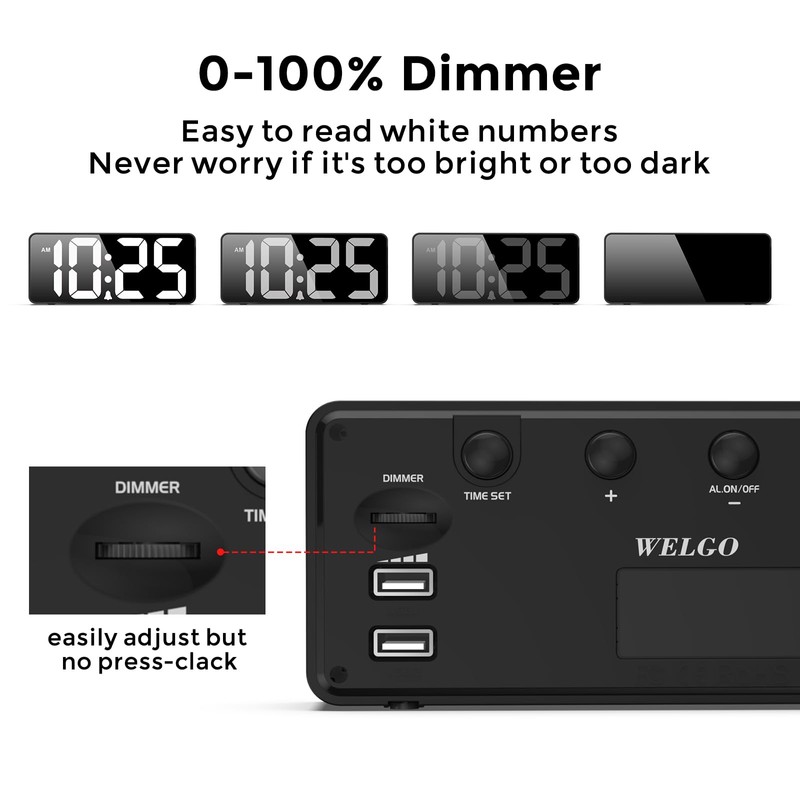 Welgo Senior Friendly Digital Alarm Clock, 7.5 Inches Large Display,