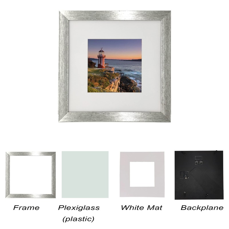 10x10 Picture Frame Gallery Photo Frame with 6x6 mat,Freestanding and