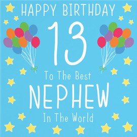 Hunts England - Large Nephew 13th Birthday Card - Happy Birthday - 13 - To The Best Nephew In The World - Iconic Collection - Large - 210 x 210 mm - Age 13