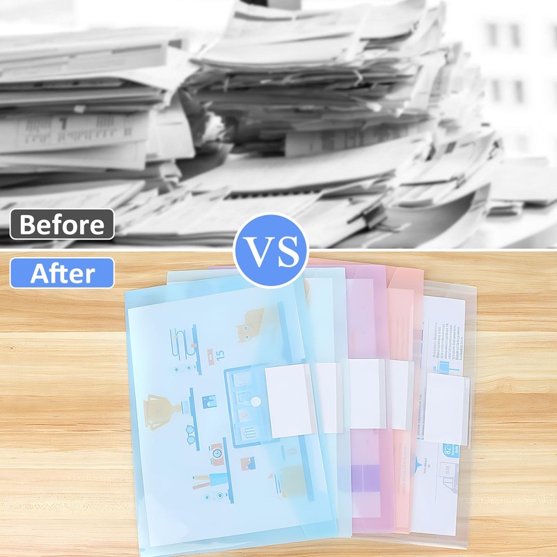 Pack of 20 A4 Document Wallets, Waterproof Document Folders, A4