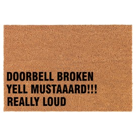 Welcome Doormat Coco Coir Door Mat Gift Doorbell Broken Yell Mustard Really Loud Corner Funny (30" x 18")