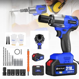Bowoshen Electric Cordless Impact Gun with 2500RPM,Cordless Drill Wrench with High Torque,3 Ah Impact Gun with 4 Sockets and Accessories,Impact Driver with 1/2 Inch Chuck for Assemblies/Decoration