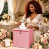 Pink Large Card Box with Lock, Wedding Card Boxes for