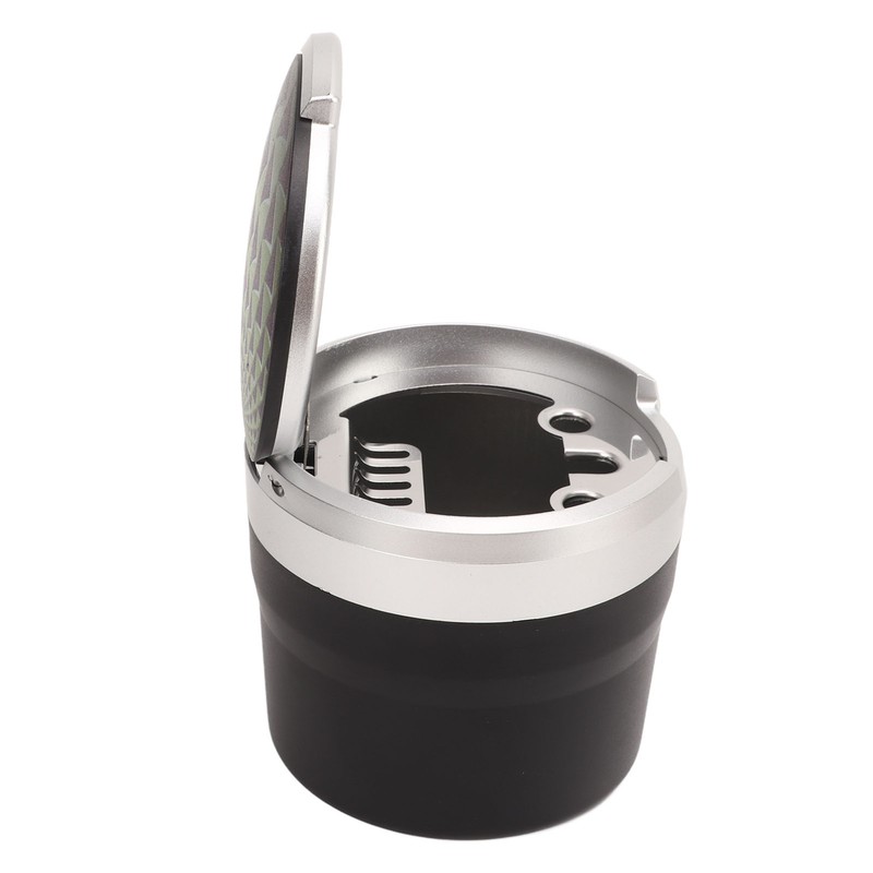 Portable Car Ashtray Mini Silver Edge Fire Prevention Smokeless Auto