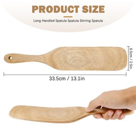 European Style Long Handle Wooden Shovel - Mixing Stirring Spatula for Butter, Cream, Cheese & Icing, Wood Scraper for Cooking & Baking（25.5x6cm）