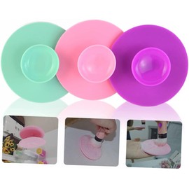 NOLITOY Herramienta de Limpieza Redonda para Uso Flexible para Brochas de Maquillaje y Diseño Adorable Color Verde de Silicona Dispositivo Hueco