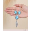 Jessica Simpson Feathers and Turquoise Necklace for Women 17"+3", Oxidized