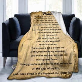 Psalm 23 Gifts Blanket for Women Christian Gifts Faith Bible Religious Gifts Christian Inspirational Blankets Soft Flannel Throw Blanket 50"X40"