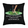 Grounding Through Barefoot Journey, Earth's Whisper Throw Pillow