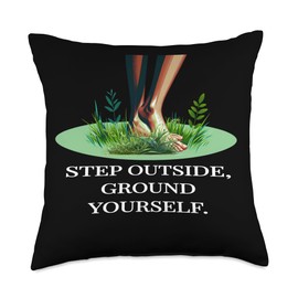 Grounding Through Barefoot Journey, Earth's Whisper Throw Pillow