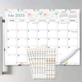 Calendar 2025 - Magnetic Fridge Calendar - 18 Months Runs from January 2025 to June 2026 - with North American & UK Holidays - Tracking Events and Appointments 13" x 9.5"