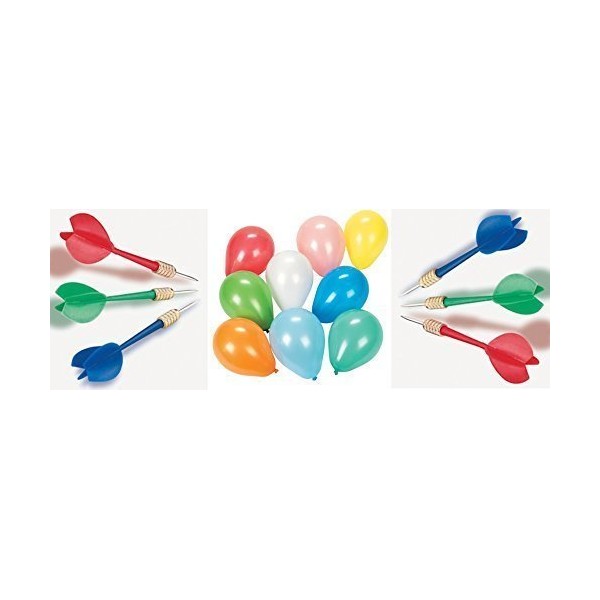 36 plastic Darts and 288 Dart Balloons Bundle Carnival Balloon Pop Game