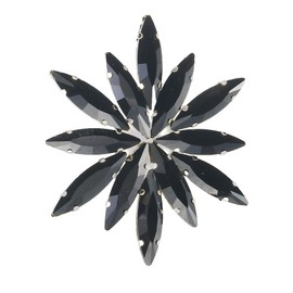 Black Rhinestone Large Flower Cocktail Statement Ring for Women Elegant Crystal Gemstone Floral Big Thick Wrap Finger Open Band Rings Comfort Fit Adjustable Party Bridal Wedding Prom Jewelry, Alloy