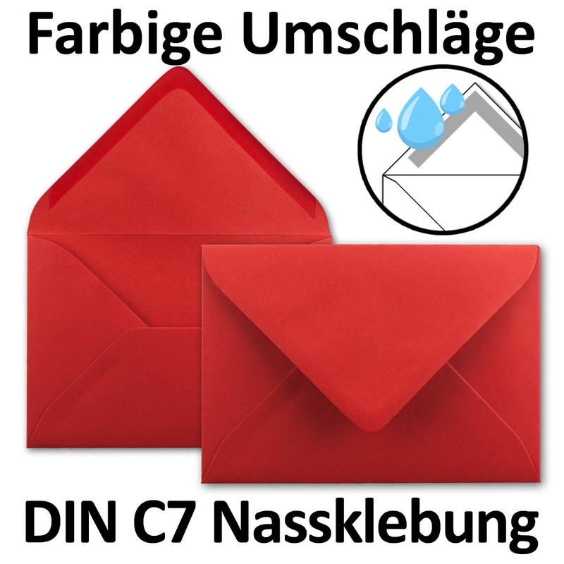 C7 envelopes, pointed flap, wet glue.