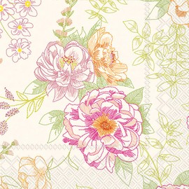 IHR Ideal Home Range Party Napkins Disposable 3-Ply Paper Lunch Napkin Pack, 6.5" x 6.5", In Full Bloom (Pink), 20-Count