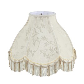 Aspen Creative 30334 Scallop Bell, Jacquard Textured Fabric Spider Lamp Shade, 5" Top x 13" Bottom x 9 1/2" Slant Height, Ivory